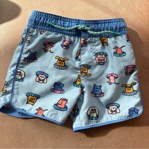Cat & Jack Blue Cartoon Dog Print Swim Trunks